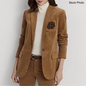 NWOT Ralph Lauren Monogram Corduroy Blazer Honey Tan Size 8